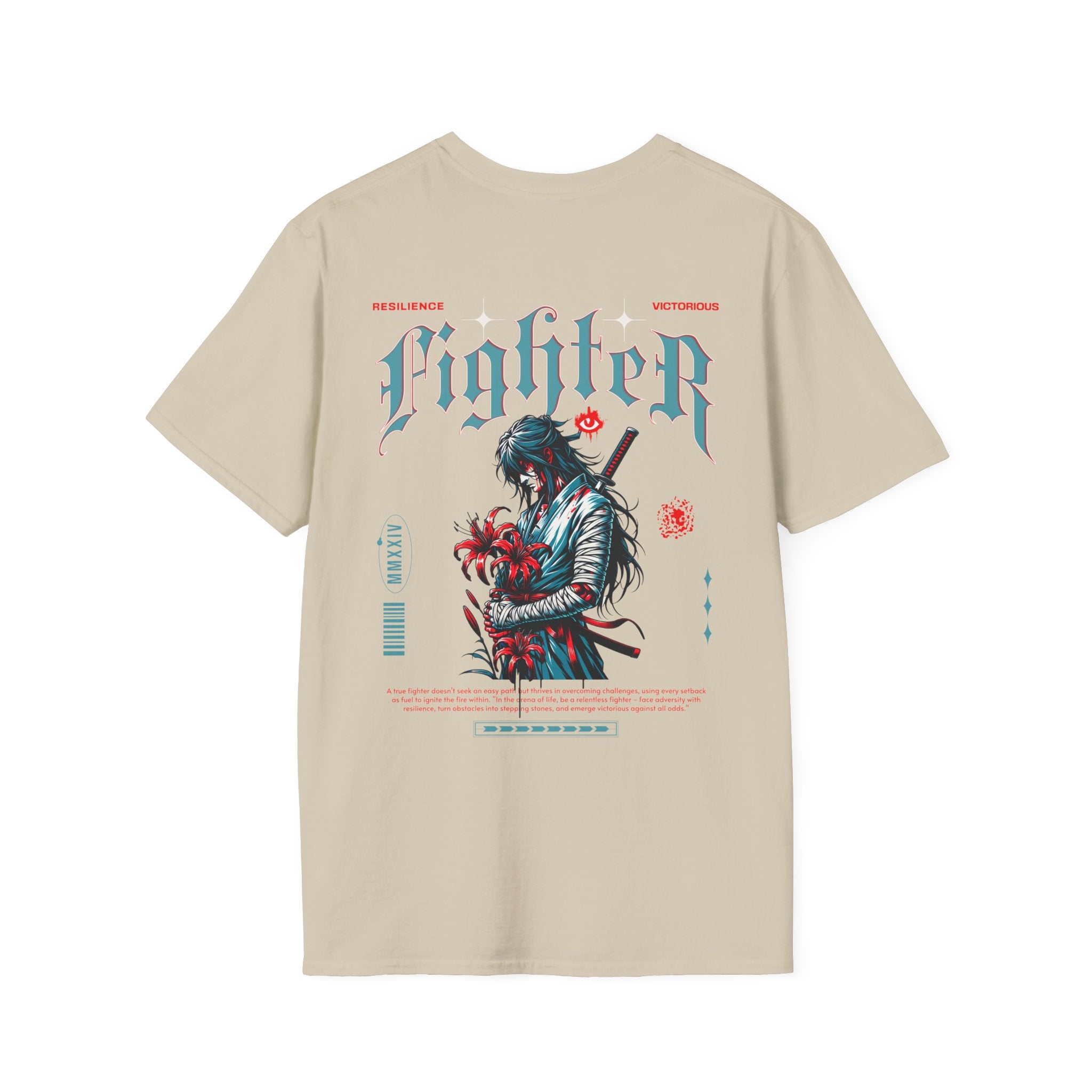 Fighter Graphic T-Shirt | Unisex Softstyle Tee for Warriors | Casual Streetwear, Gift for Gamers, Birthday, Anime Lovers